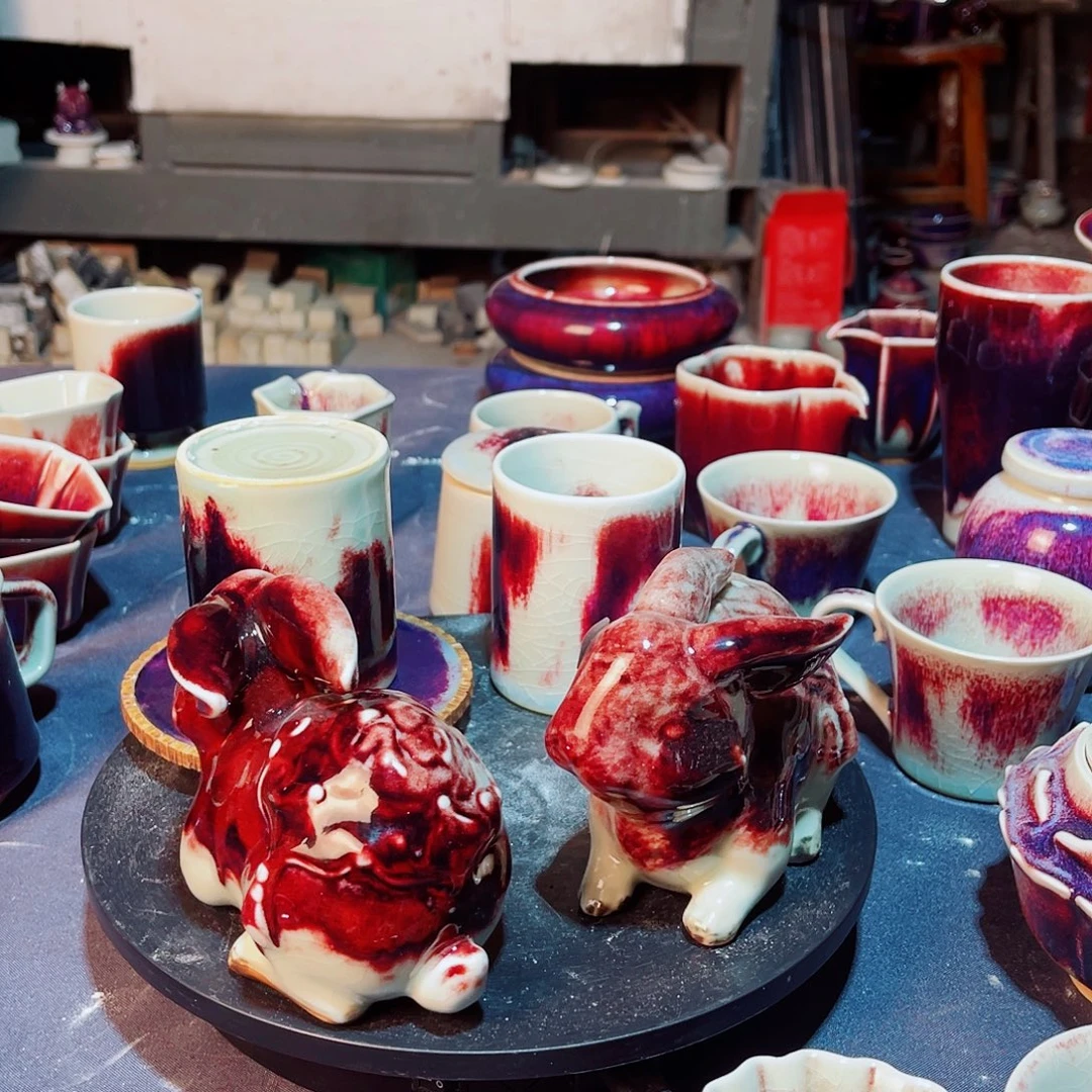 南***8瓷片钧瓷主人杯摆件工艺品