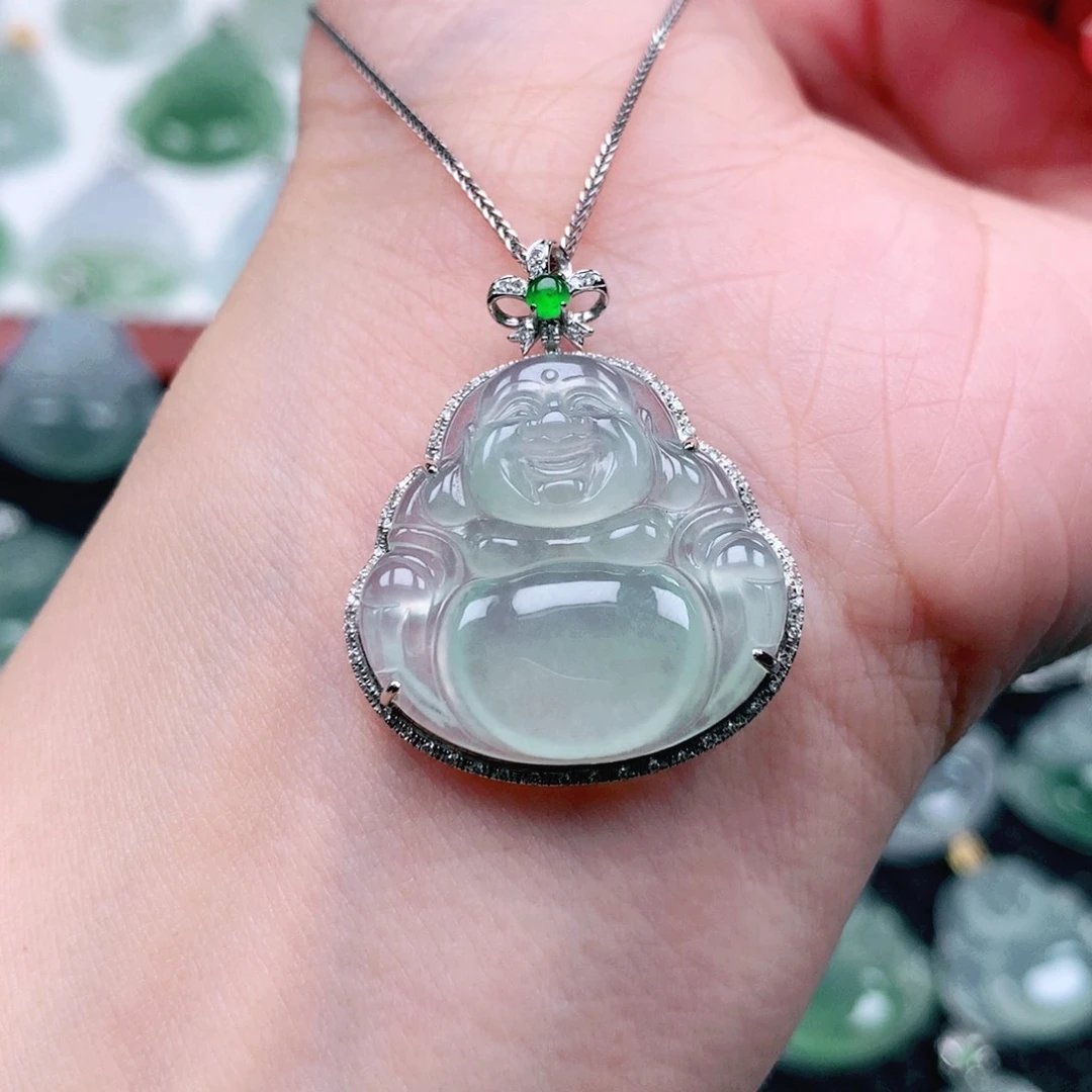 吊坠(不含链)18K金镶嵌翡翠