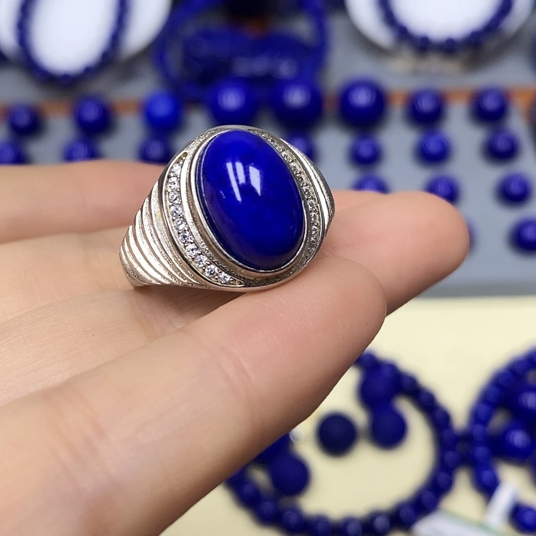 青金石银S925镶嵌戒指