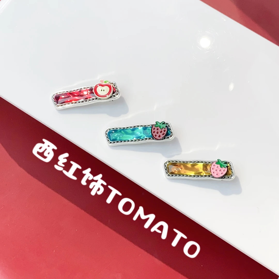 西红饰TOMATO韩国东大门可爱百搭卡通水果系列滴釉侧边鸭嘴夹