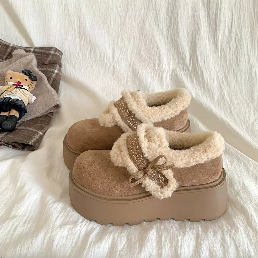 高厚底加绒勃肯鞋女2025新款冬季加厚保暖毛毛棉拖鞋子