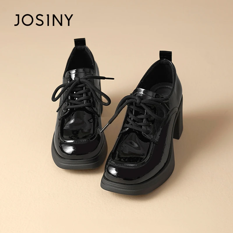 卓诗尼女鞋2025春季新款百搭经典配裙子女单鞋增高职场简约牛津鞋