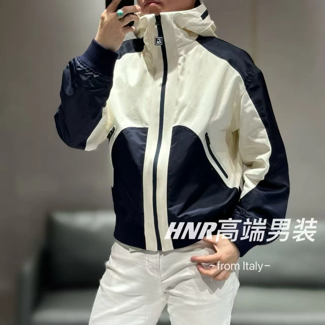 扩版新款进口精梳棉立体个性双色拼接春款拉链连帽夹克615