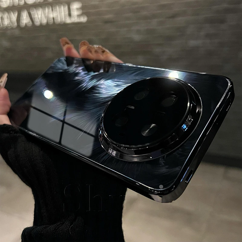 渐变羽毛冰晶电镀玻璃适用华为mate70/60pro/50/40高级感手机壳