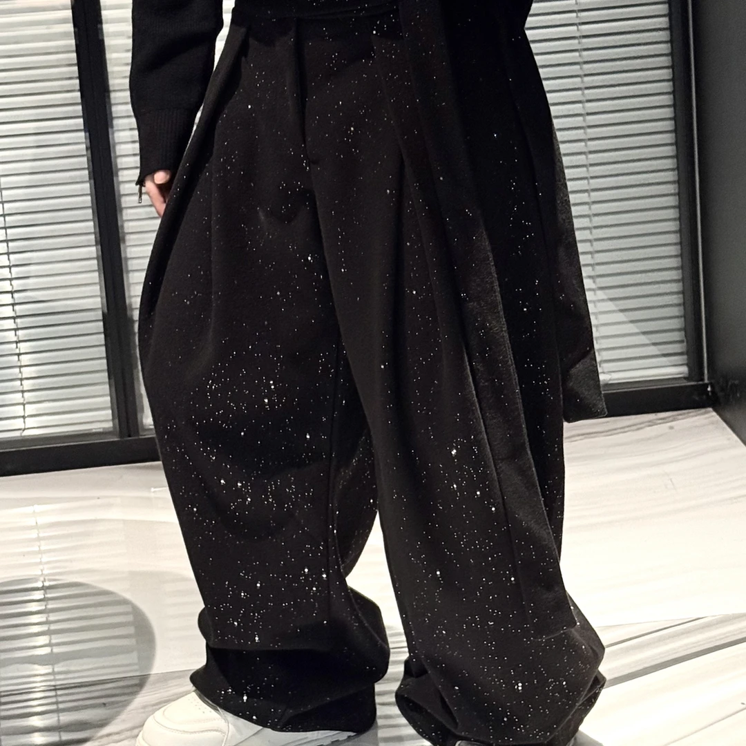 尚锋男装6536冬季新款加厚满天星阔腿直筒宽松显瘦百搭保暖休闲裤