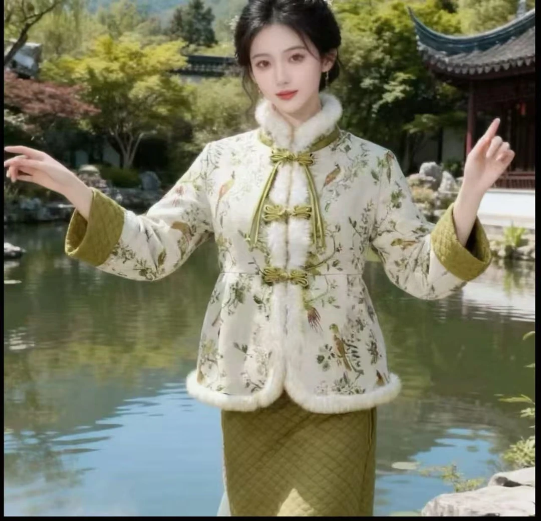 【为伊-岁月静好】新中式国风提花外套复古矜贵加绒加厚冬季套装