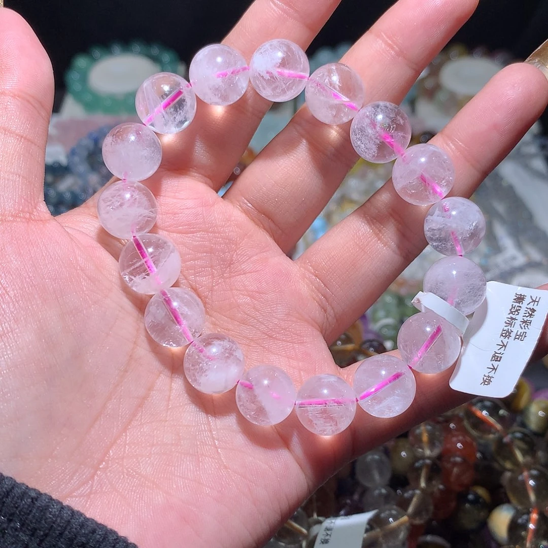 未镶嵌手链水晶白粉雪花幽灵12