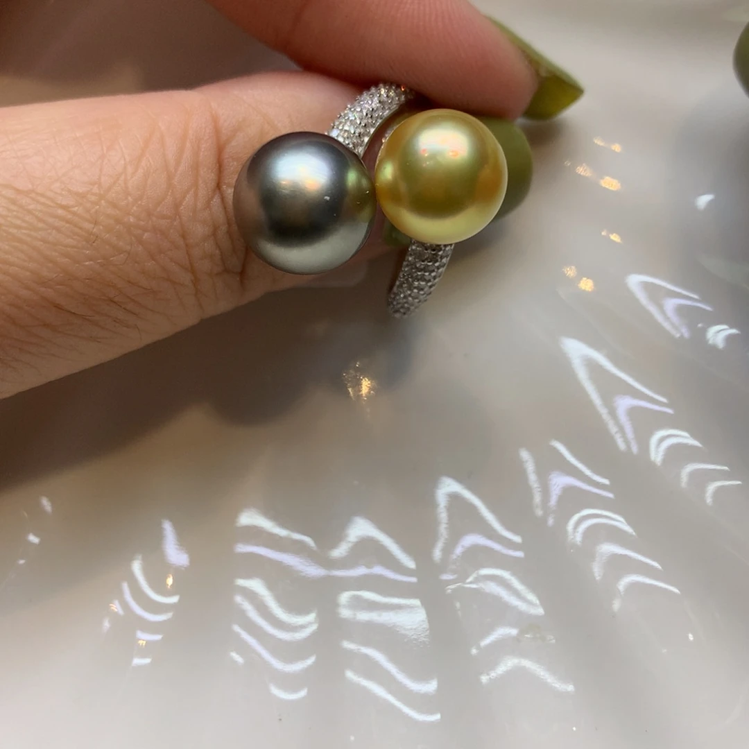 银S925镶嵌戒指海水珍珠