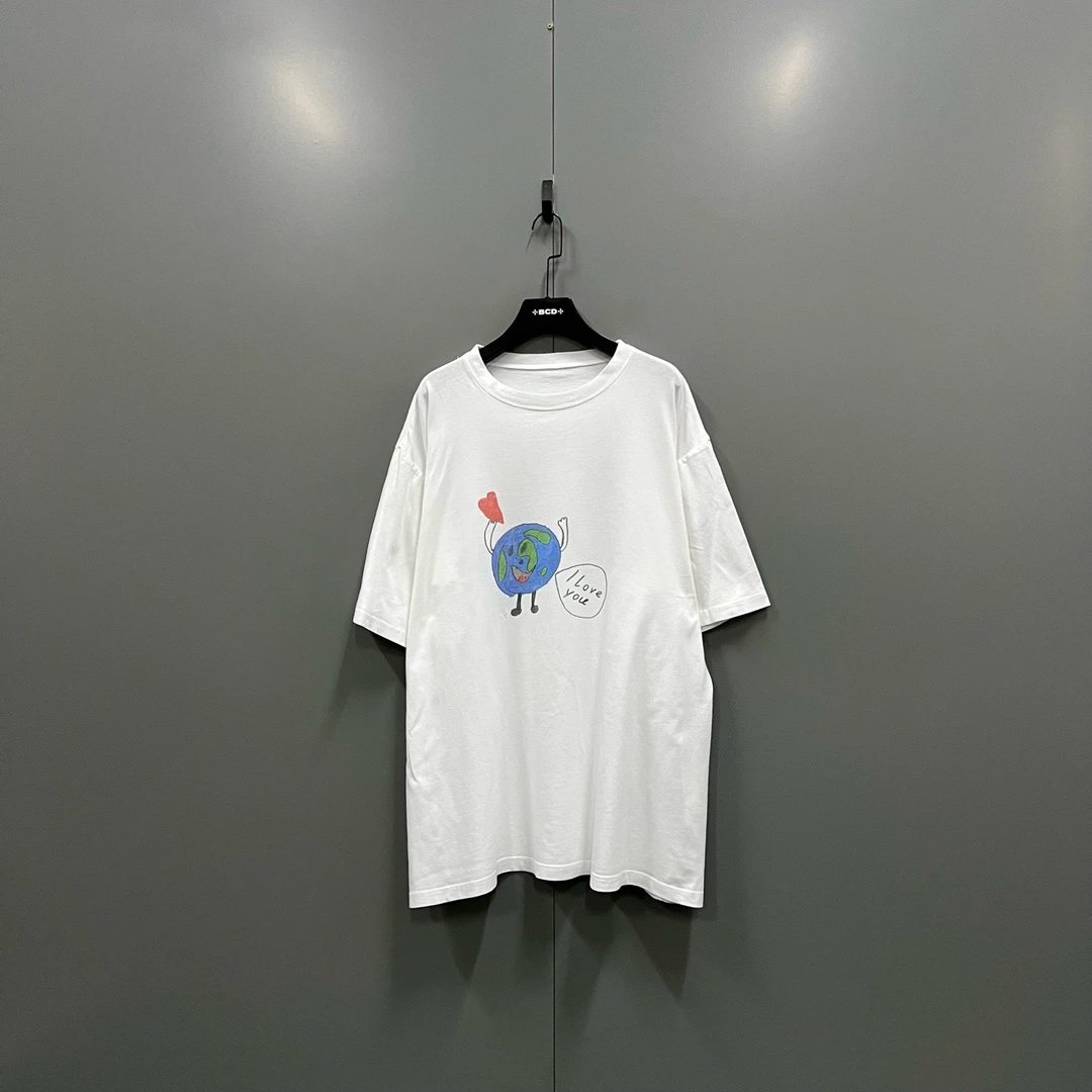 95新 Balenciaga/巴黎世家 (ll) 涂鸦地球短袖 XS码/205845无领标