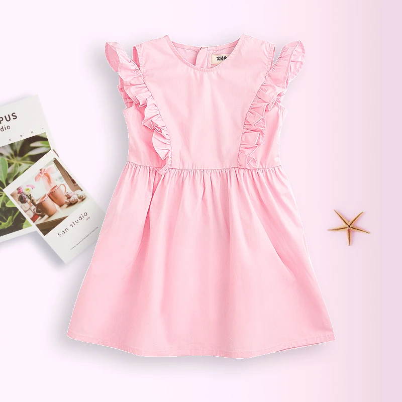 【清仓】110-120码豆家女童连衣裙夏季纯棉公主裙露肩粉嫩连衣裙
