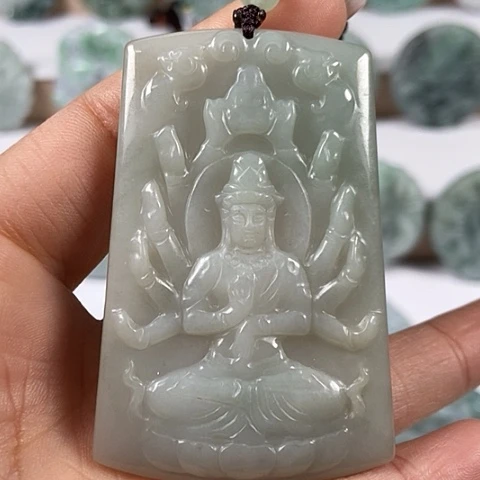 翡翠颈饰未镶嵌千手观音福利