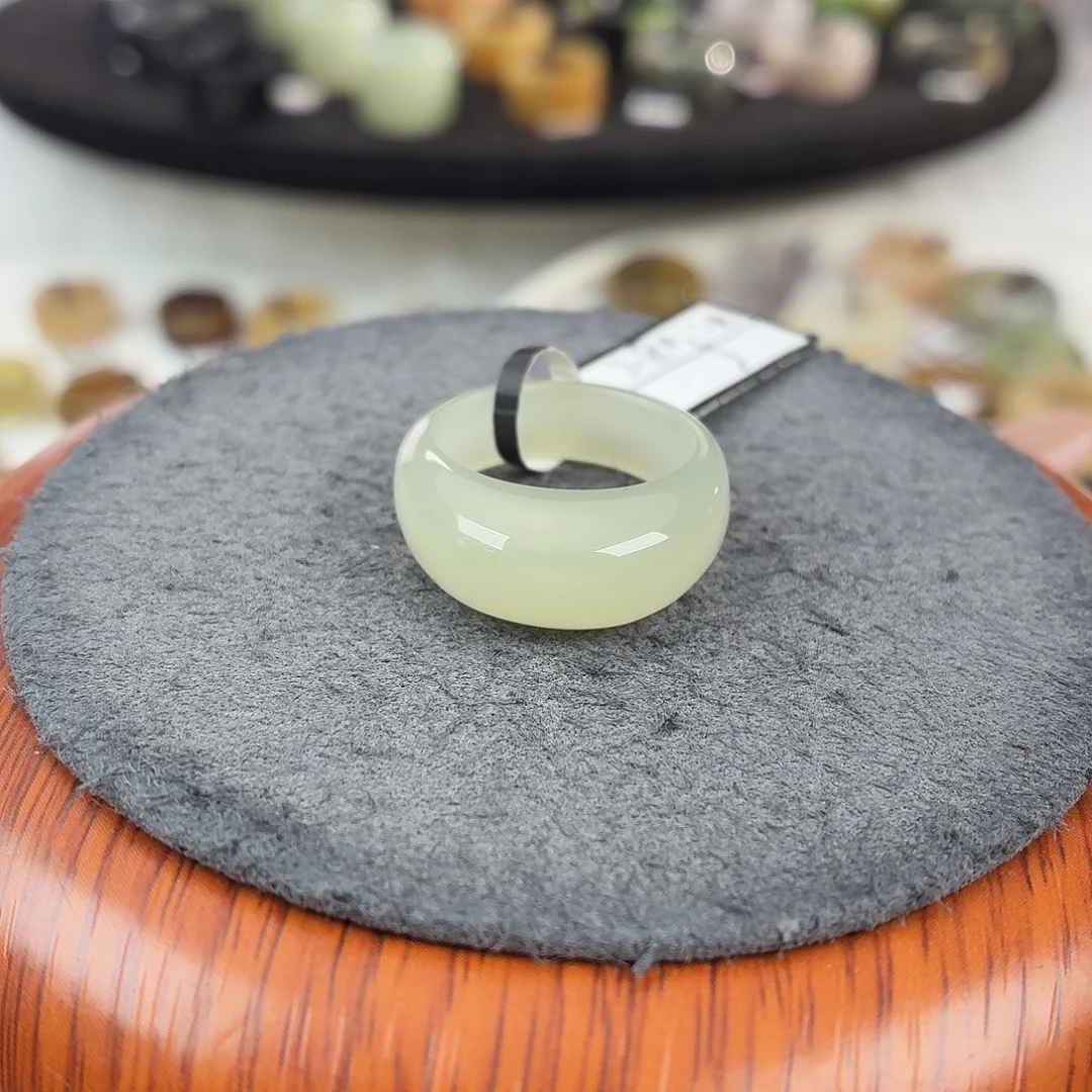 和田玉未镶嵌戒指b40浅晴馒头17.3