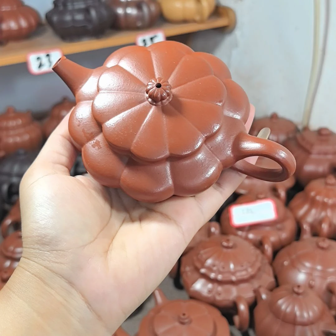 茶壶紫砂朱泥筋纹小扁晨160cc