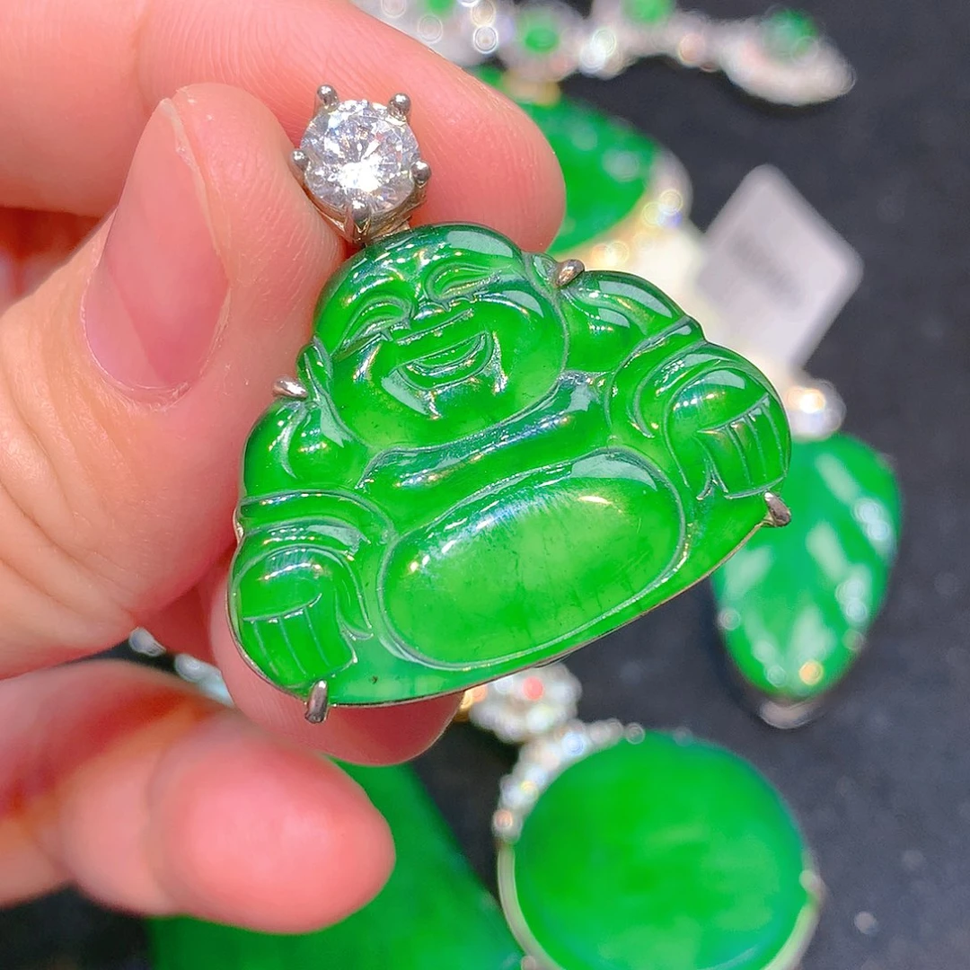 吊坠(不含链)银S925镶嵌翡翠翡翠