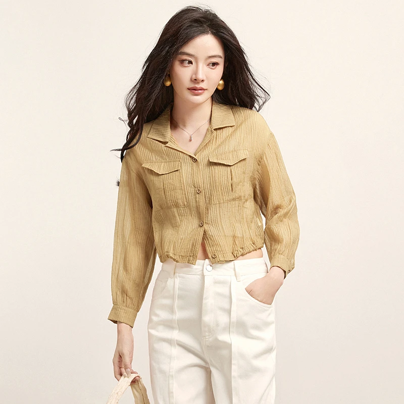 A277清爽减龄上衣单排扣衬衫专柜折扣女装2025秋53HH0D0018