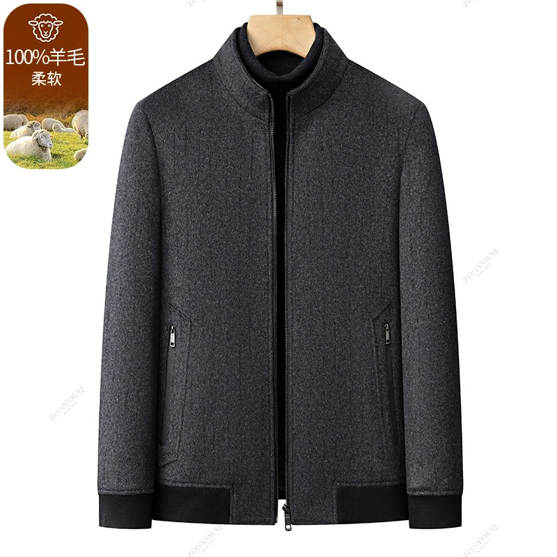 羊毛夹克男士2025年秋冬季中年短款百搭商务休闲加厚保暖毛呢外套
