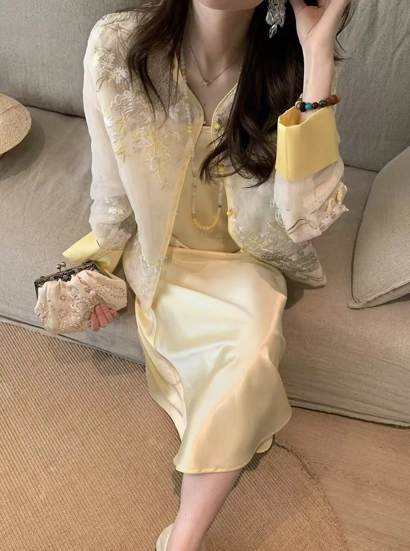 【‌竹影清风】春夏新款亮片国风气质轻奢重工珍珠设计师小香风外套