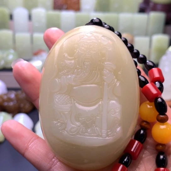 石材方解石手把件