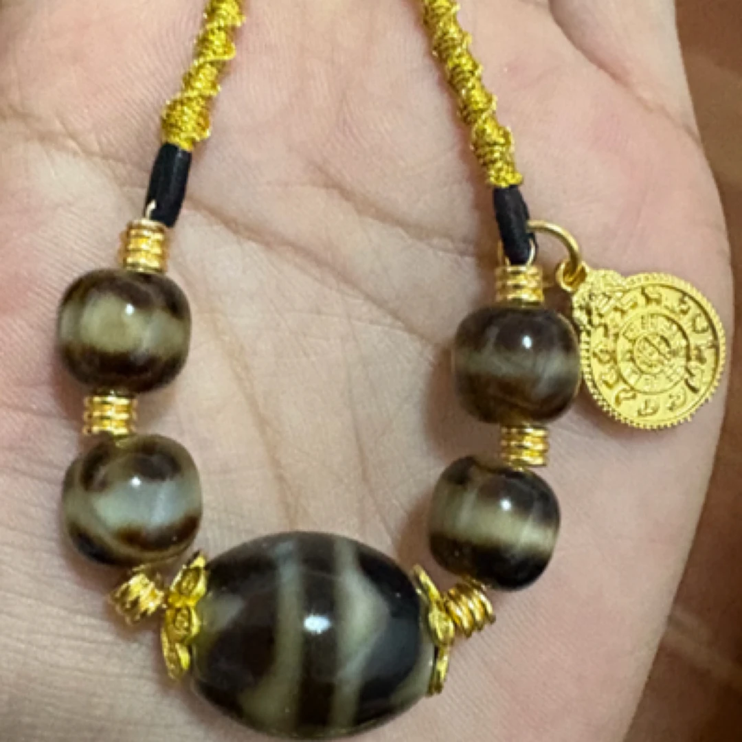 纯铜仿珍珠手链 男女同款滚圆达洛天珠项链手绳时尚饰品编绳