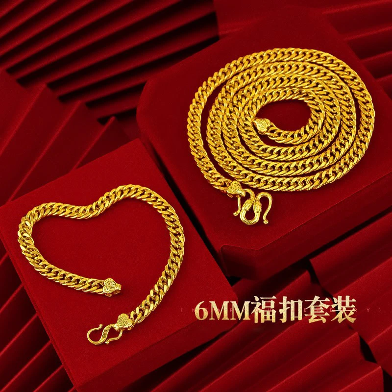 铜合金手链 网红福扣老板扁链项链手链马鞭链手链男士