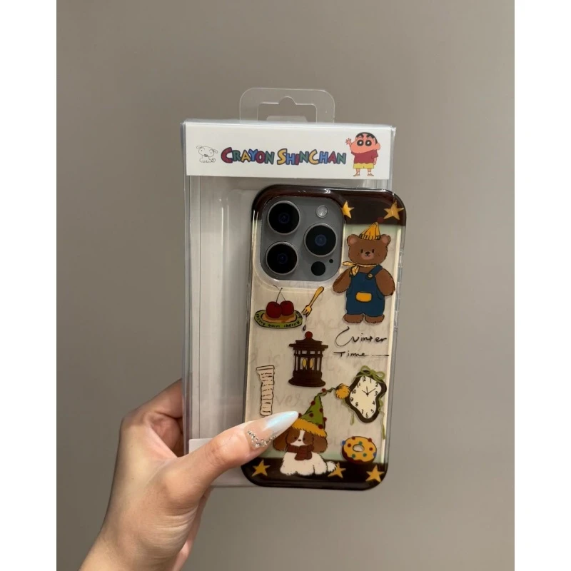 奥菲顿闹钟小熊小狗适用iPhone16大孔手机壳华为vivo小米15oppo套