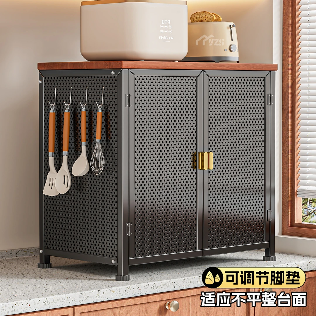 中古风防尘碗柜厨房多功能碗碟置物架家用台面餐具碟盘调料收纳架