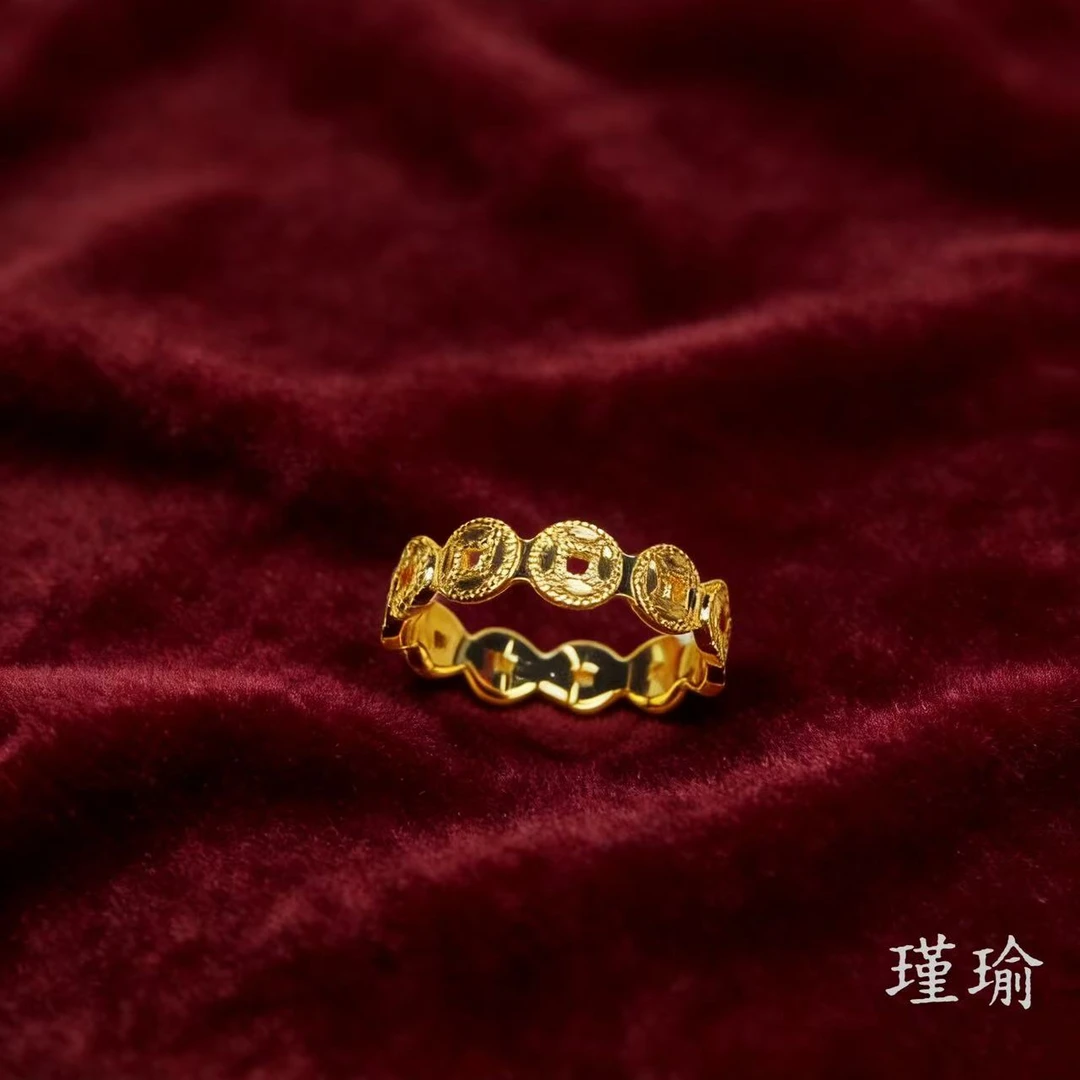 戒指 指 K02146黄色铜钱闭口戒指多样性发货47416