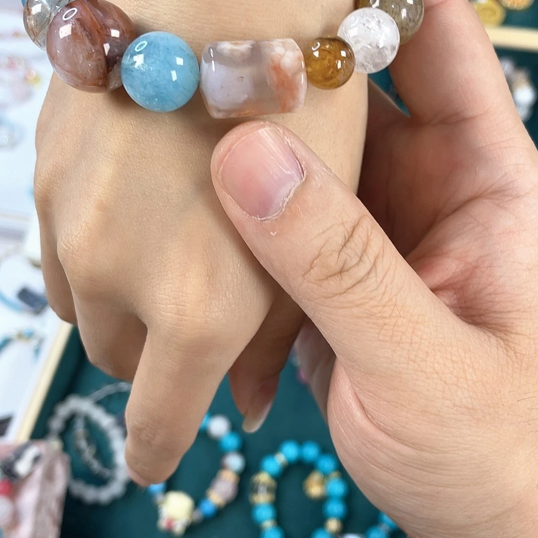 水晶手链银S925镀金镶嵌