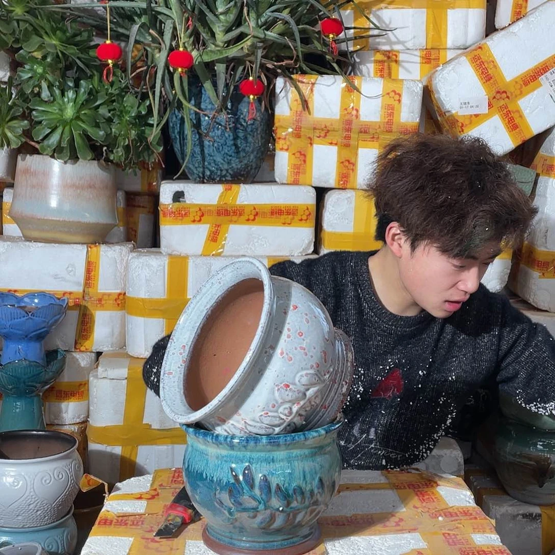 无铅玻璃宜兴紫砂花盆