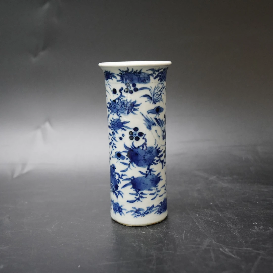 Lot.25090598清光绪青花花卉纹花插 高：约15cm
