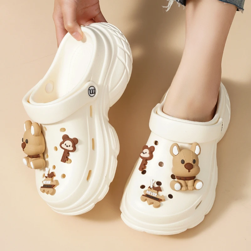 【一体成型】厚底洞洞鞋女款夏季外穿2025新款eva沙滩包头拖凉拖鞋