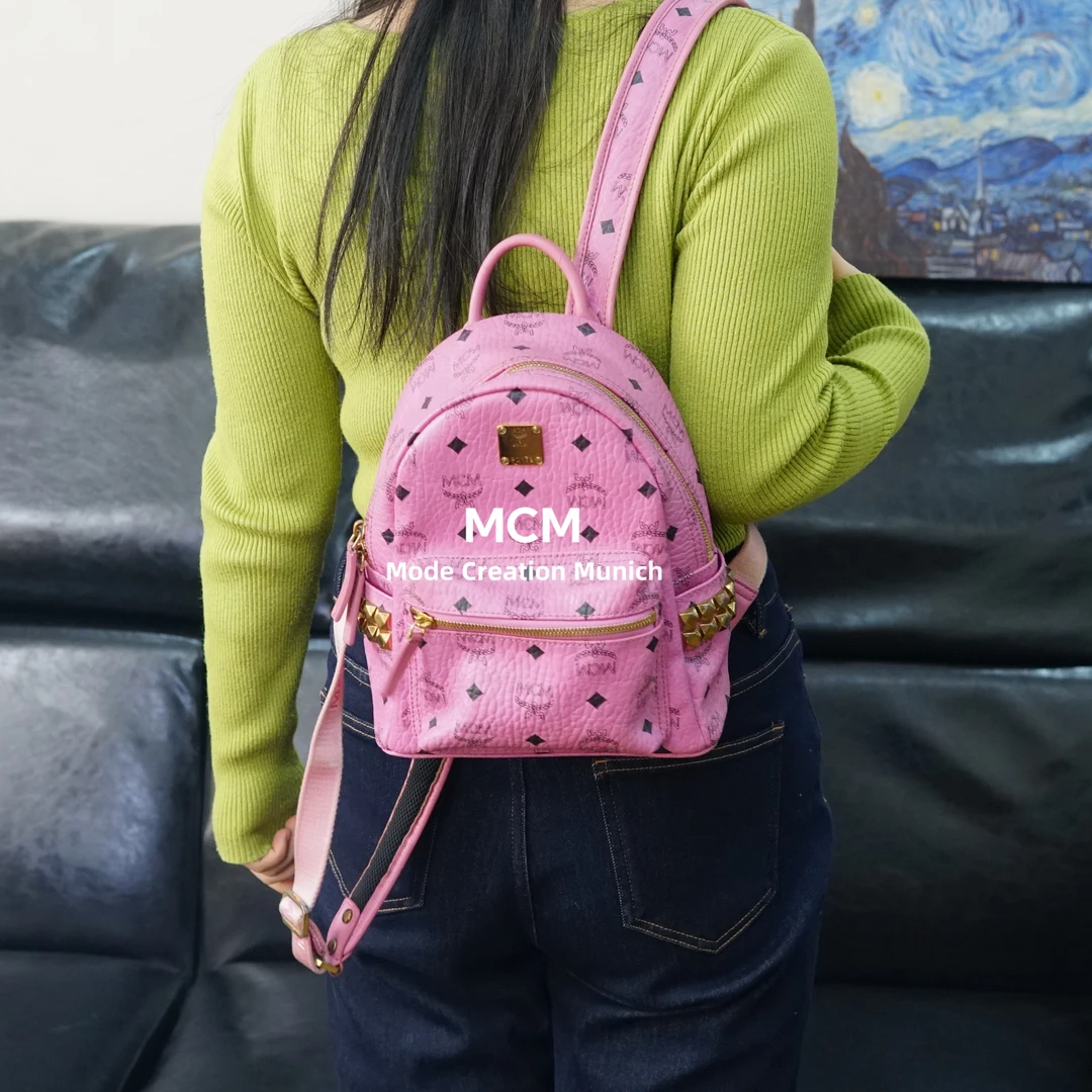 95新 MCM 粉色双肩包/XS12724503/4503
