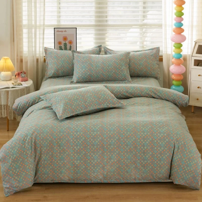 【蓝碎橘碎被套】80支新疆长绒棉双层纱软糯亲肤裸睡细腻