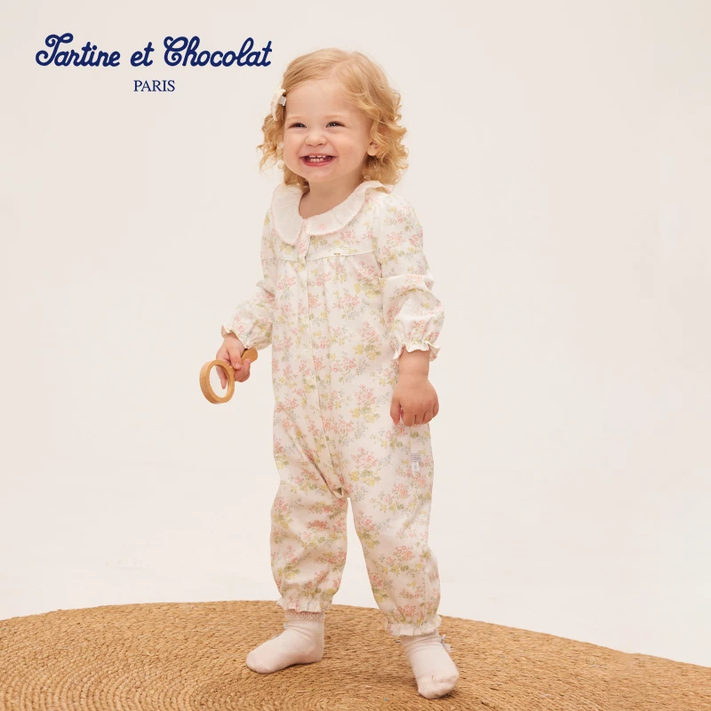 TC法国巧克力童装25春季新品婴童碎印花连体服CIENF1182A
