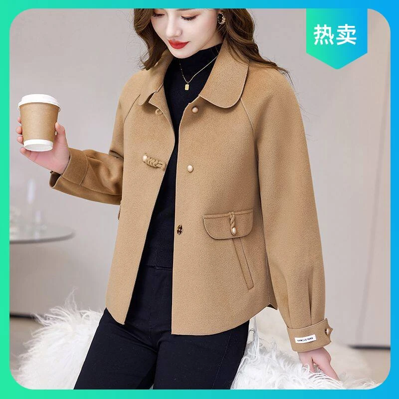 加厚短款上衣大码双面双面绒大衣女新女装外套时尚秋冬羊毛呢宽松