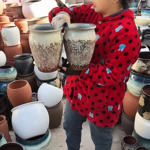 口17高23 瑕疵盆子。