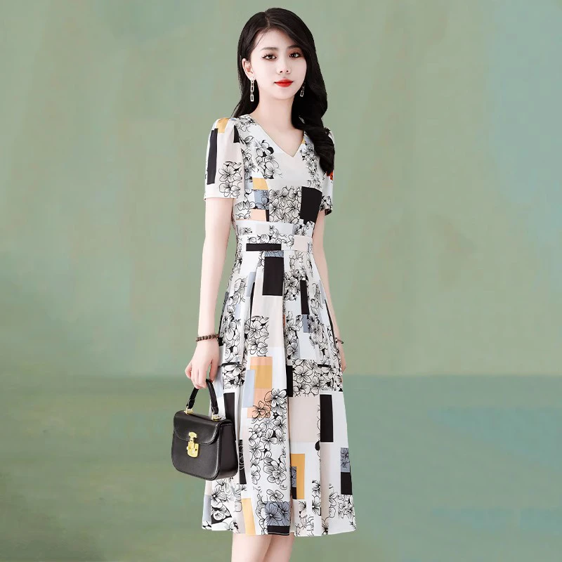 拉夏贝尔短袖连衣裙女2025新款夏轻奢高级感洋气衣服高端爆款裙子