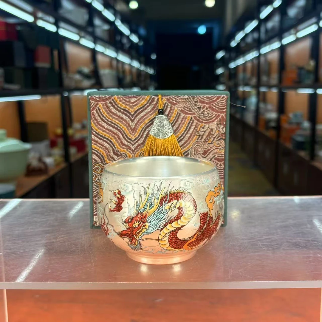 秋香茶具  龙瓷胎包银主人杯大容量品茗杯禅定杯-2088