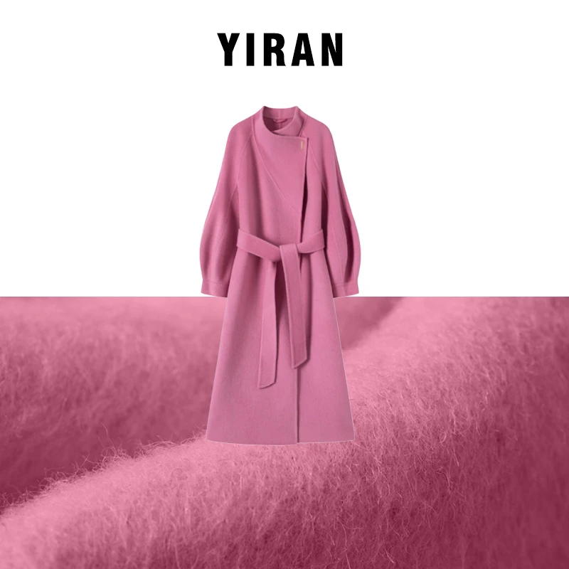 YIRAN/奕冉设计师秋冬毛呢外套时尚宽松百搭双面呢大衣女中长款