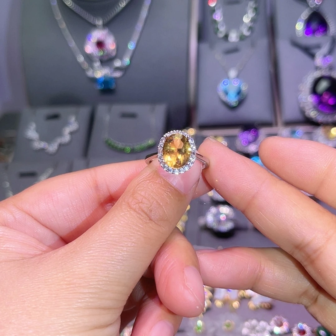 【闪购商品】黄晶戒指银S925镶嵌得**?戒指