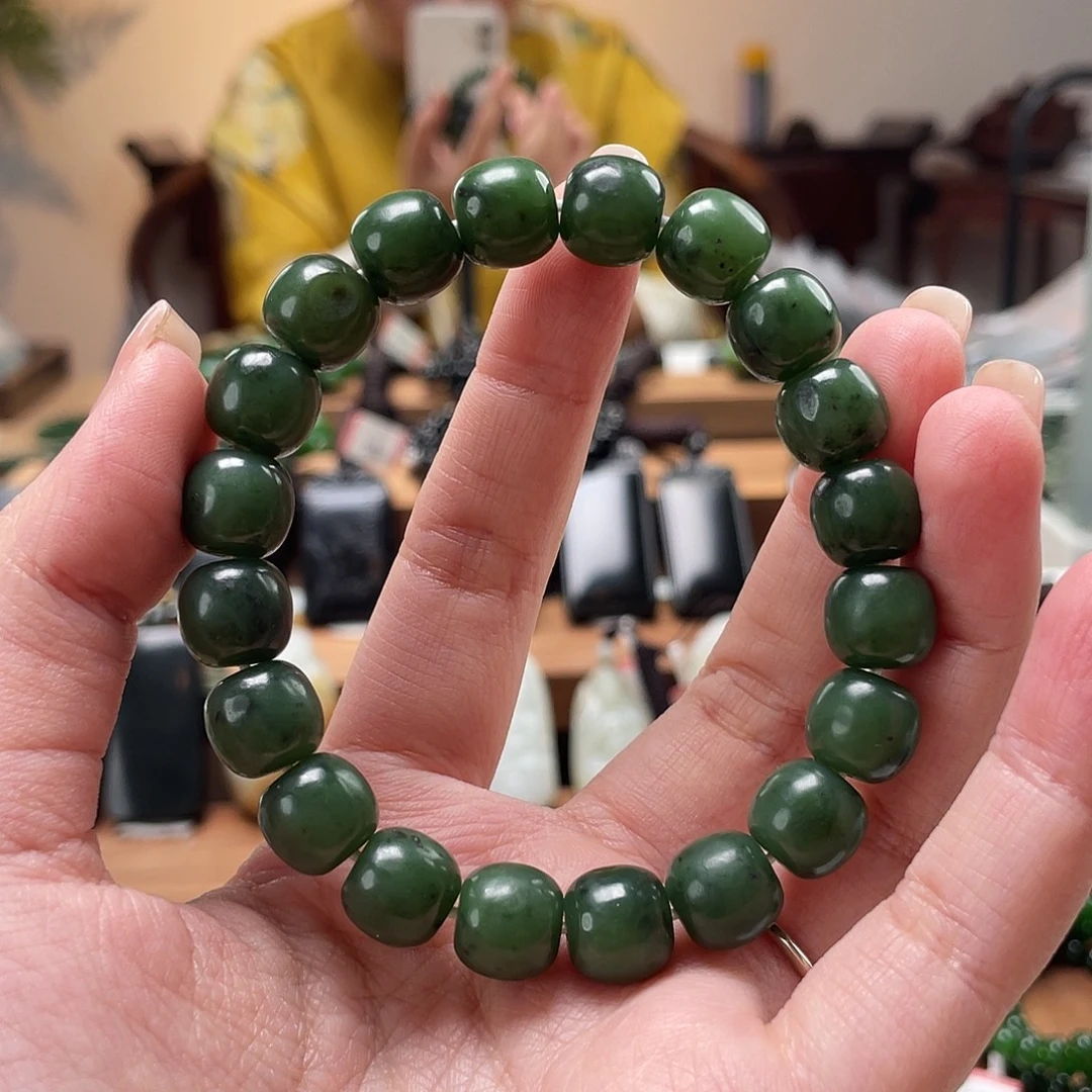 和田玉未镶嵌手链和田玉碧10/11老