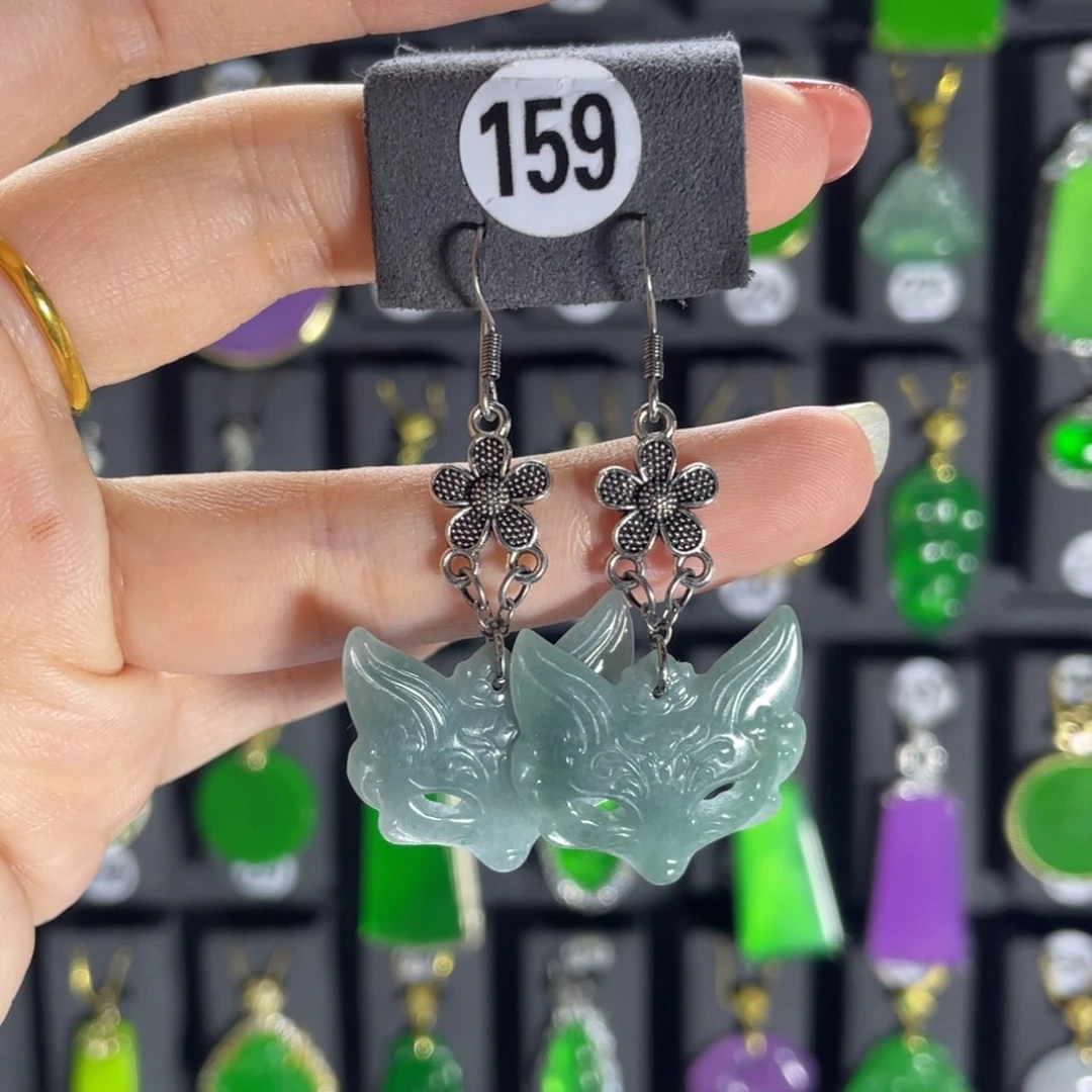 银S925镶嵌翡翠耳饰159