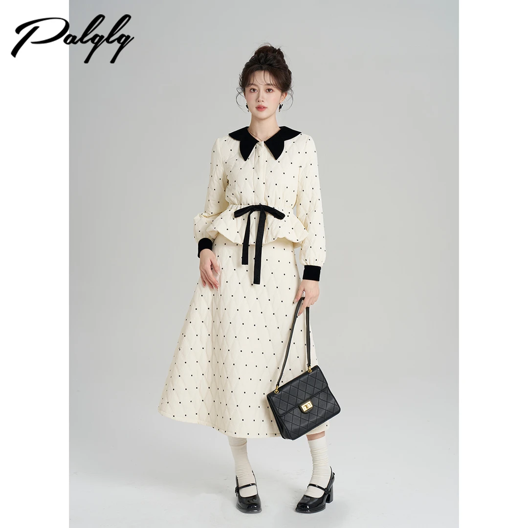 Palglg富家千金风波点棉服外套女冬气质加厚两件套54PWG44747