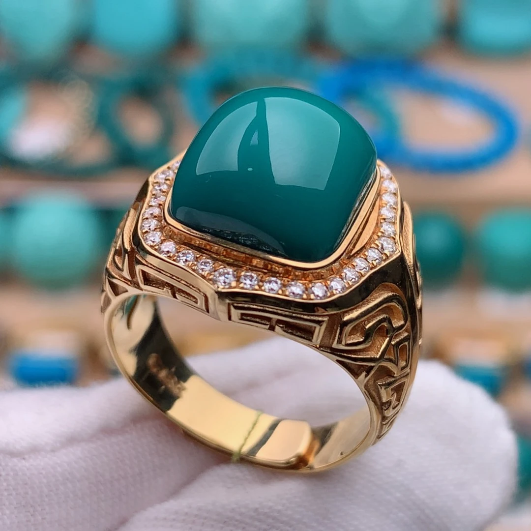 18K金镶嵌绿松石珠宝奇石