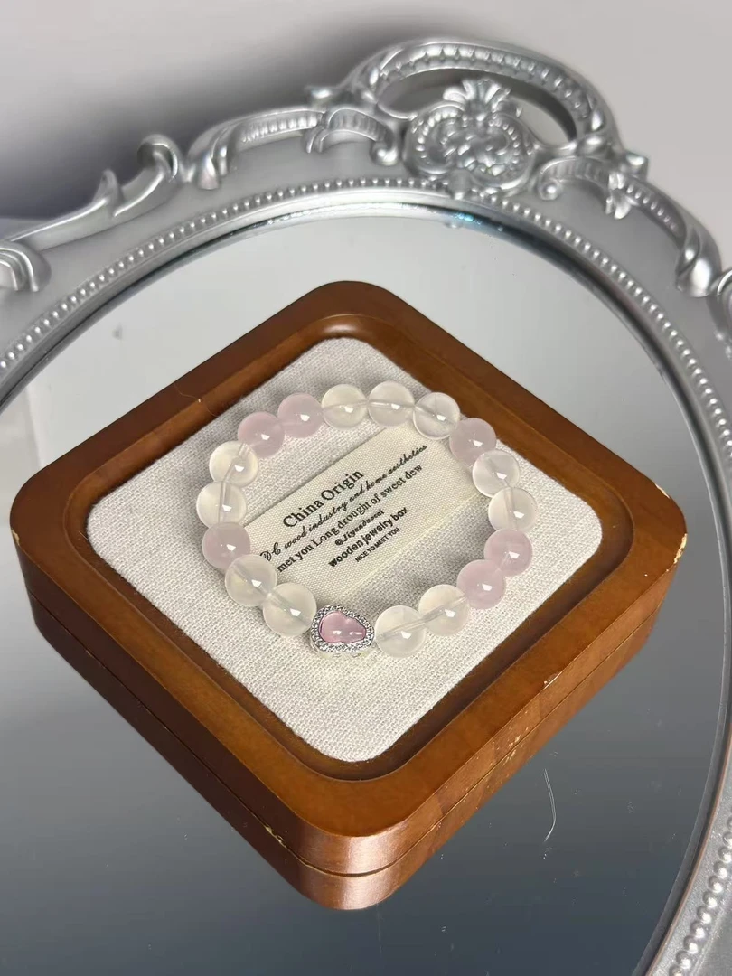 天然水晶粉水晶马粉奶白晶原创小众diy设计（多样性发一）