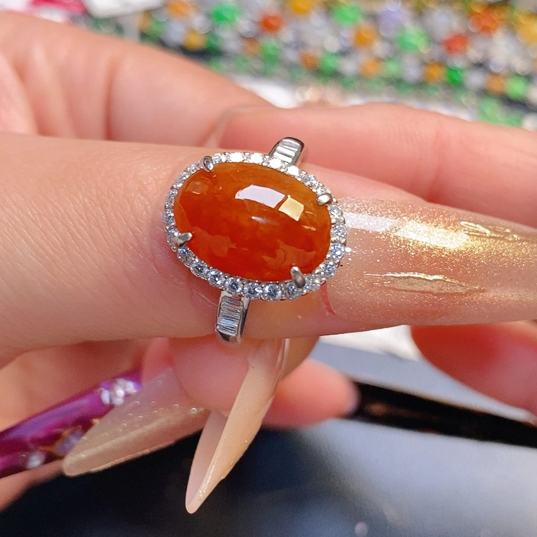 翡翠银S925镶嵌戒指翡翠戒指