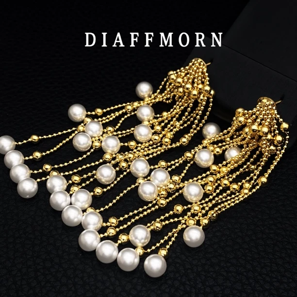 铜合金仿珍珠耳饰 YM《散落的珍珠》小众温柔气质流苏珠珠耳环