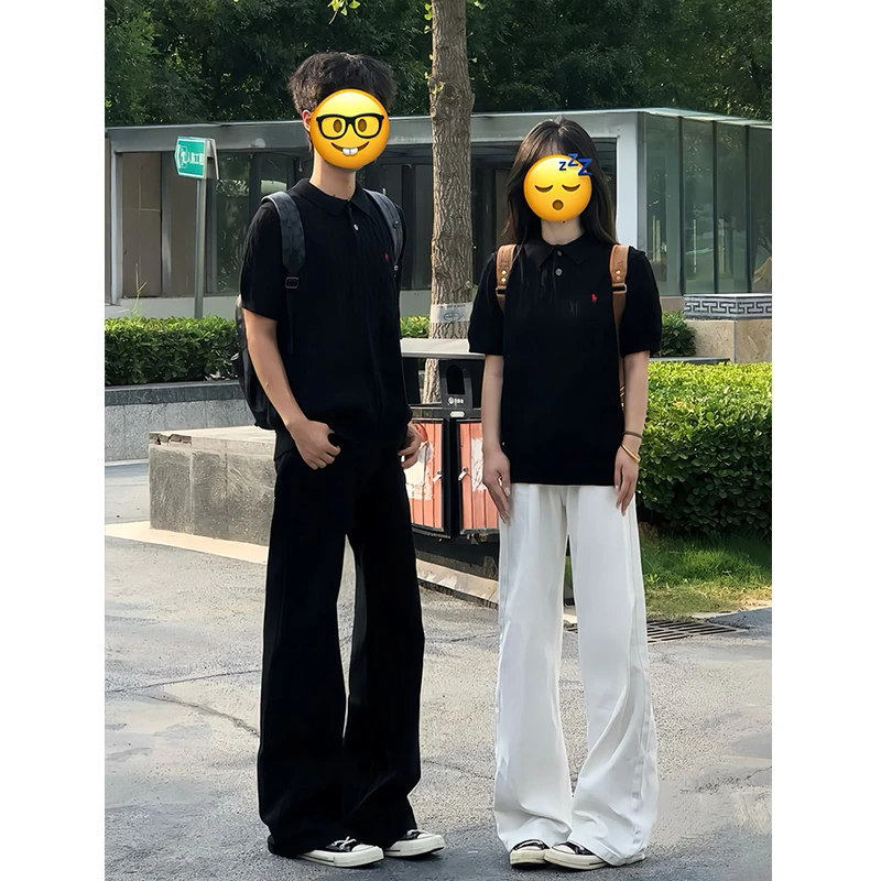 黑色2021M微喇牛仔裤男女款美式高街vibe裤子情侣显瘦阔腿直筒裤