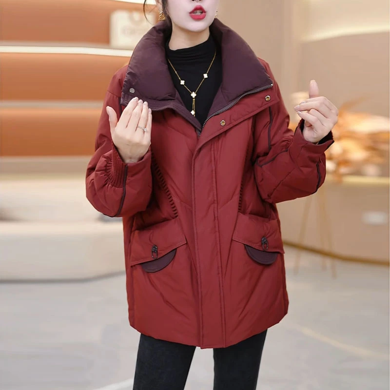 高端时尚休闲羽绒服女2025年冬款女士气质百搭加厚保暖白鸭绒外套