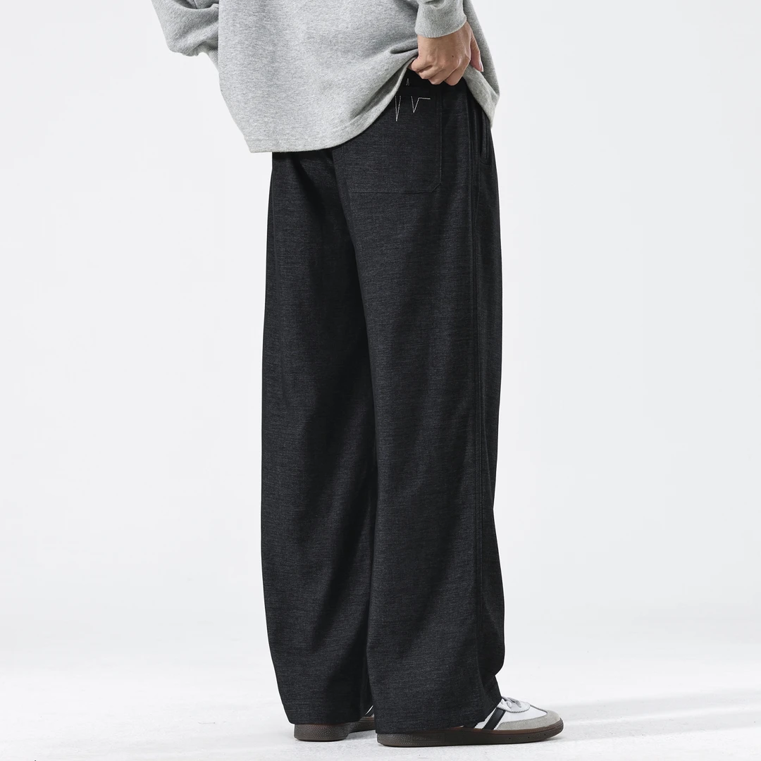 S809秋季新款宽松垂坠感直筒休闲裤子男款日常通勤阔腿长裤男士